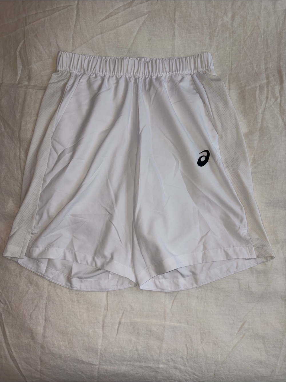 Asics White Men's Athletic Shorts with Black Logo Accent